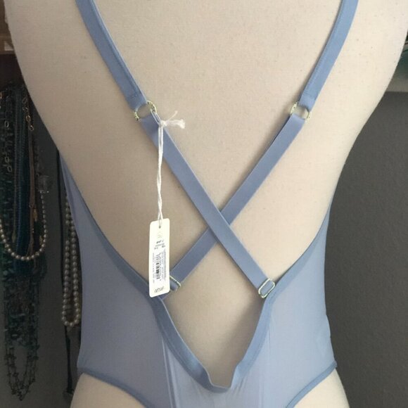 Aerie Smoothez Mesh Bodysuit in Periwinkle Light Blue - NWT's - Picture 7 of 9